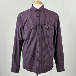 Lacoste Lined Red Plaid Button-Up Overshirt Shirt Jacket Shacket | Men's Large